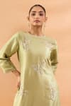 Archana Shah_Green Embroidery, Sequins Round Neck Kurta With Pant _Online_at_Aza_Fashions