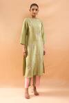 Archana Shah_Green Embroidery, Sequins Round Neck Kurta With Pant _at_Aza_Fashions