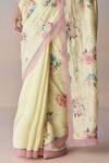Shop_Surmaye_Yellow Organza, Silk Sequins, Beads Kindred Petals Saree _Online_at_Aza_Fashions