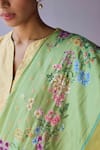 Buy_Surmaye_Green Organza, Silk Embroidery, Sequins, Beads Morning Whisper Saree _Online_at_Aza_Fashions