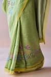 Shop_Surmaye_Green Organza, Silk Embroidery, Sequins, Beads Morning Whisper Saree 