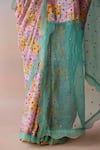 Buy Surmaye Multi Color Organza, Silk Sequins, Beads, Embroidery Wildflower Dawn Blue Saree Buy_Surmaye_Multi Color Organza, Silk Sequins, Beads, Embroidery Wildflower Dawn Blue Saree