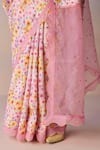 Surmaye_Pink Organza, Silk Sequins, Beads, Embroidery Wildflower Dawn Saree _at_Aza_Fashions