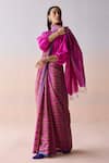 Buy_Surmaye_Pink Organza, Silk Embroidery Heartglow Jamdani Saree _Online_at_Aza_Fashions