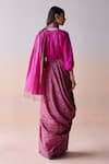 Surmaye_Pink Organza, Silk Embroidery Heartglow Jamdani Saree _Online_at_Aza_Fashions