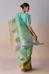 Surmaye_Green Organza, Silk Embroidery Earthsong Jamdani Saree _Online_at_Aza_Fashions
