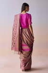 Surmaye_Pink Organza, Silk Tassels Blush Horizon Jamdani Saree _Online_at_Aza_Fashions