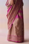 Shop_Surmaye_Pink Organza, Silk Tassels Blush Horizon Jamdani Saree _Online_at_Aza_Fashions