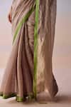 Surmaye_Brown Silk Organza Zari Taupe Wildflower Gleam Saree _at_Aza_Fashions