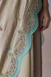 Buy_Surmaye_Beige Organza, Silk Embroidery, Beads Oceans Breath Saree _Online_at_Aza_Fashions