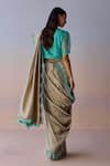 Surmaye_Beige Organza, Silk Embroidery, Beads Oceans Breath Saree _Online_at_Aza_Fashions