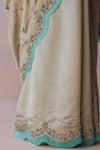 Surmaye_Beige Organza, Silk Embroidery, Beads Oceans Breath Saree _at_Aza_Fashions