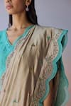 Shop_Surmaye_Beige Organza, Silk Embroidery, Beads Oceans Breath Saree 