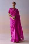 Buy_Surmaye_Pink Organza, Silk Embroidery, Beads Whispering Ivy Saree _at_Aza_Fashions