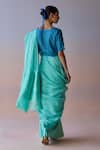 Surmaye_Blue Organza, Silk Infinite Grace Saree _Online_at_Aza_Fashions