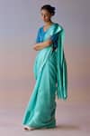 Buy_Surmaye_Blue Organza, Silk Infinite Grace Saree _Online_at_Aza_Fashions