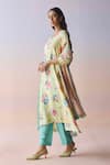 Buy_Surmaye_Yellow Silk Sequins, Beads V-neck Kindred Petals Kurta And Pant Set _Online_at_Aza_Fashions