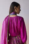 Shop_Surmaye_Pink Silk Round Neck Moonshadow Blouse _at_Aza_Fashions