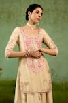 Buy_Shyam Narayan Prasad_Ivory Silk, Brocade, Organza Embroidery, Beads, Gota Patti, Kurta Sharara Set 
