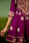 Shop_Shyam Narayan Prasad_Purple Silk, Brocade, Organza Embroidery, Gota Patti, Pink Top Dhoti Pant Set 