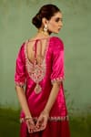 Buy_Shyam Narayan Prasad_Magenta Silk, Organza Embroidery, Zari, Beads Round Neck Pink Kurta Sharara Set _Online_at_Aza_Fashions