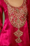 Shyam Narayan Prasad_Magenta Silk, Organza Embroidery, Zari, Beads Round Neck Pink Kurta Sharara Set 