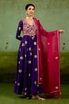 Shop Shyam Narayan Prasad Purple Silk, Brocade, Organza Embroidery, Foil Heliotrope Anarkali Set Shop_Shyam Narayan Prasad_Purple Silk, Brocade, Organza Embroidery, Foil Heliotrope Anarkali Set