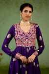 Shyam Narayan Prasad Purple Silk, Brocade, Organza Embroidery, Foil Heliotrope Anarkali Set Online Shyam Narayan Prasad_Purple Silk, Brocade, Organza Embroidery, Foil Heliotrope Anarkali Set _Online