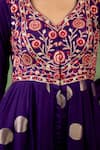 Shop Shyam Narayan Prasad Purple Silk, Brocade, Organza Embroidery, Foil Heliotrope Anarkali Set Online Shop_Shyam Narayan Prasad_Purple Silk, Brocade, Organza Embroidery, Foil Heliotrope Anarkali Set _Online