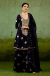 Buy Shyam Narayan Prasad Navy Silk, Brocade, Organza Embroidery, Sequins, Zari Blue Kurta Sharara Set at Aza Fashions Buy_Shyam Narayan Prasad_Navy Silk, Brocade, Organza Embroidery, Sequins, Zari Blue Kurta Sharara Set _at_Aza_Fashions