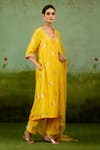 Shop Shyam Narayan Prasad Yellow Silk, Brocade, Organza Embroidery, Foil Printing, Vibrant Kurta Set Online at Aza Fashions Shop_Shyam Narayan Prasad_Yellow Silk, Brocade, Organza Embroidery, Foil Printing, Vibrant Kurta Set _Online_at_Aza_Fashions