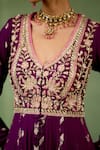 Buy_Shyam Narayan Prasad_Wine Georgette, Silk, Brocade, Organza Embroidery, Stones, Purple Anarkali Set 