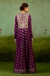 Shop_Shyam Narayan Prasad_Wine Georgette, Silk, Brocade, Organza Embroidery, Stones, Purple Anarkali Set _at_Aza_Fashions