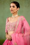 Shyam Narayan Prasad Pink Silk, Brocade, Organza Embroidery, Sequins, Beads, Gota Candy Lehenga Set Online at Aza Fashions Shyam Narayan Prasad_Pink Silk, Brocade, Organza Embroidery, Sequins, Beads, Gota Candy Lehenga Set _Online_at_Aza_Fashions