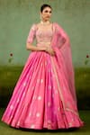 Shop Shyam Narayan Prasad Pink Silk, Brocade, Organza Embroidery, Sequins, Beads, Gota Candy Lehenga Set at Aza Fashions Shop_Shyam Narayan Prasad_Pink Silk, Brocade, Organza Embroidery, Sequins, Beads, Gota Candy Lehenga Set _at_Aza_Fashions