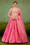 Buy Shyam Narayan Prasad Pink Silk, Brocade, Organza Embroidery, Sequins, Beads, Gota Candy Lehenga Set at Aza Fashions Buy_Shyam Narayan Prasad_Pink Silk, Brocade, Organza Embroidery, Sequins, Beads, Gota Candy Lehenga Set _at_Aza_Fashions