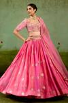 Shop Shyam Narayan Prasad Pink Silk, Brocade, Organza Embroidery, Sequins, Beads, Gota Candy Lehenga Set Online at Aza Fashions Shop_Shyam Narayan Prasad_Pink Silk, Brocade, Organza Embroidery, Sequins, Beads, Gota Candy Lehenga Set _Online_at_Aza_Fashions