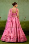 Shop_Shyam Narayan Prasad_Pink Silk, Organza Embroidery, Sequins, Gota Patti, Tassels Lehenga Set _at_Aza_Fashions