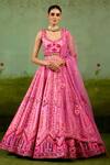 Buy_Shyam Narayan Prasad_Pink Silk, Organza Embroidery, Sequins, Gota Patti, Tassels Lehenga Set _at_Aza_Fashions