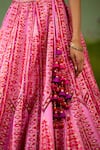 Shyam Narayan Prasad_Pink Silk, Organza Embroidery, Sequins, Gota Patti, Tassels Lehenga Set _at_Aza_Fashions