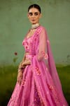 Buy_Shyam Narayan Prasad_Pink Silk, Organza Embroidery, Sequins, Gota Patti, Tassels Lehenga Set 