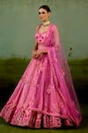 Shop_Shyam Narayan Prasad_Pink Silk, Organza Embroidery, Sequins, Gota Patti, Tassels Lehenga Set 