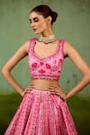 Shyam Narayan Prasad_Pink Silk, Organza Embroidery, Sequins, Gota Patti, Tassels Lehenga Set 