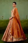 Shop Shyam Narayan Prasad Rust Silk, Organza Embroidery, Zari, Sequins, Beads, Orange Lehenga Set Online at Aza Fashions Shop_Shyam Narayan Prasad_Rust Silk, Organza Embroidery, Zari, Sequins, Beads, Orange Lehenga Set _Online_at_Aza_Fashions