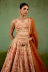 Shyam Narayan Prasad Rust Silk, Organza Embroidery, Zari, Sequins, Beads, Orange Lehenga Set Online Shyam Narayan Prasad_Rust Silk, Organza Embroidery, Zari, Sequins, Beads, Orange Lehenga Set _Online