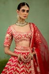Shyam Narayan Prasad Red Silk, Organza Embroidery, Zari, Beads Sweetheart Neck Lehenga Set Online at Aza Fashions Shyam Narayan Prasad_Red Silk, Organza Embroidery, Zari, Beads Sweetheart Neck Lehenga Set _Online_at_Aza_Fashions