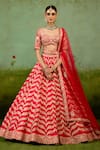 Buy Shyam Narayan Prasad Red Silk, Organza Embroidery, Zari, Beads Sweetheart Neck Lehenga Set at Aza Fashions Buy_Shyam Narayan Prasad_Red Silk, Organza Embroidery, Zari, Beads Sweetheart Neck Lehenga Set _at_Aza_Fashions