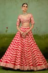 Shop Shyam Narayan Prasad Red Silk, Organza Embroidery, Zari, Beads Sweetheart Neck Lehenga Set Online at Aza Fashions Shop_Shyam Narayan Prasad_Red Silk, Organza Embroidery, Zari, Beads Sweetheart Neck Lehenga Set _Online_at_Aza_Fashions