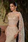 Shashank Arya Green Tulle Sequins, Pearls, Fabric Flowers, Resham Fishcut Lehenga Set Online at Aza Fashions Shashank Arya_Green Tulle Sequins, Pearls, Fabric Flowers, Resham Fishcut Lehenga Set _Online_at_Aza_Fashions
