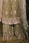 Shashank Arya_Green Georgette, Tulle Sequins, Pearls, Crystals, Embroidery Kurta Sharara Set _Online_at_Aza_Fashions